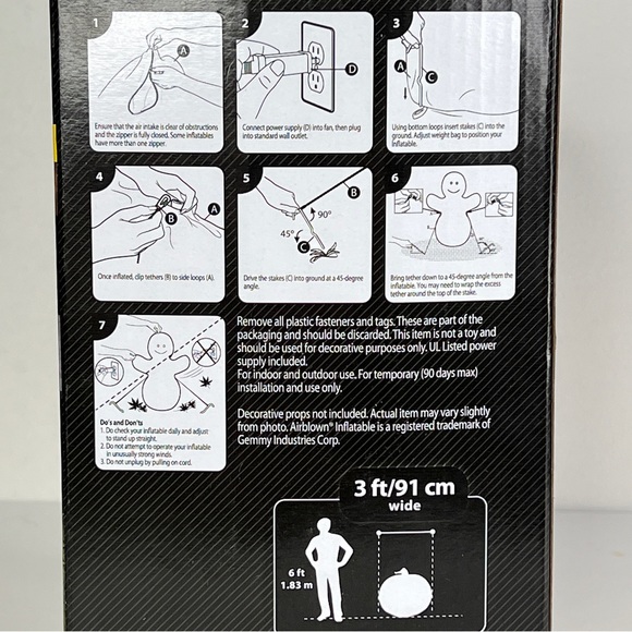 Halloween HUGE Jack-o-Lantern 3' Inflatable Scary Airblown Lit Yard Deco Pumpkin - Picture 5 of 8